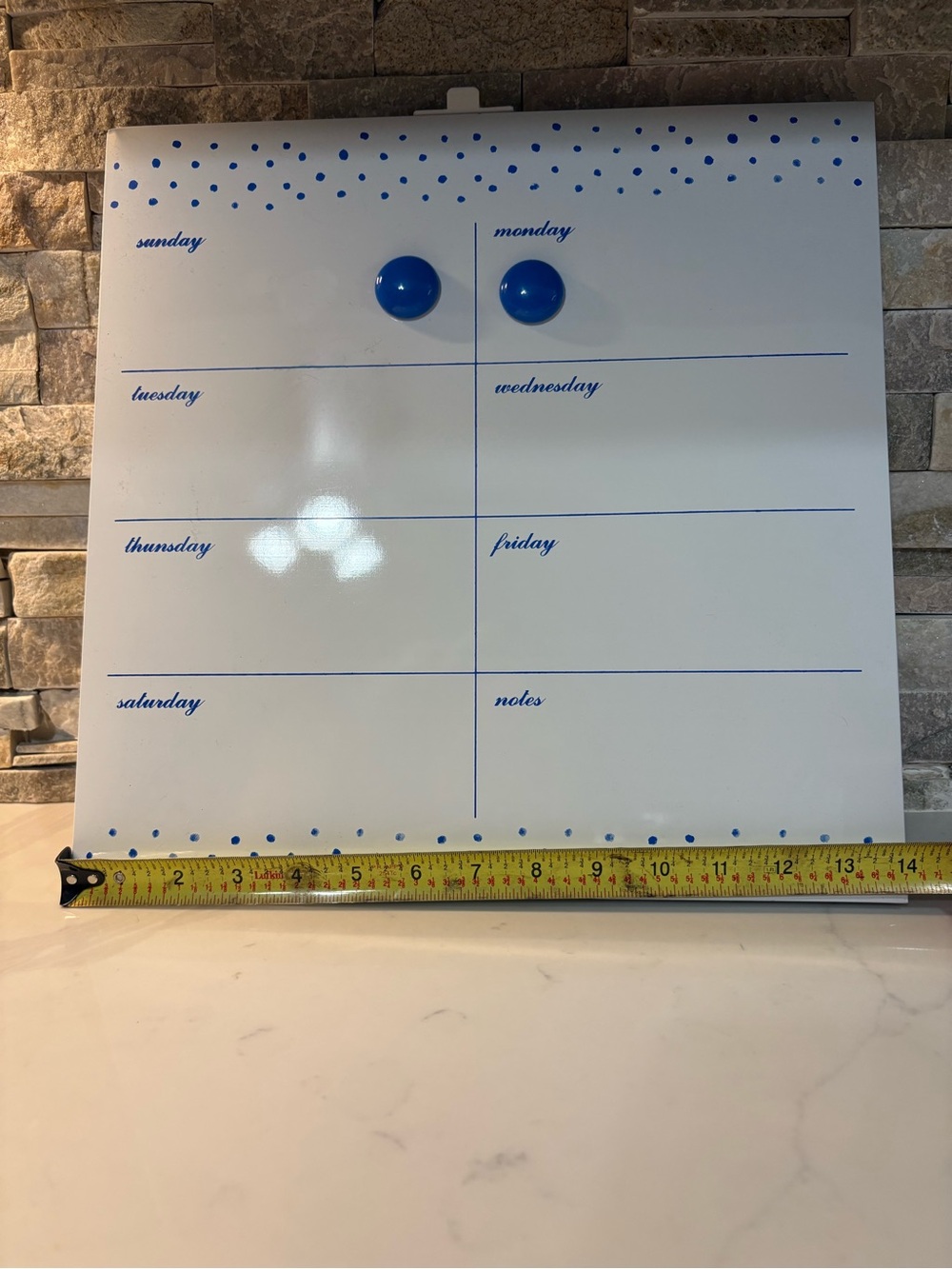 Magnetic Weekly Dry Erase Planner - Blue Dots